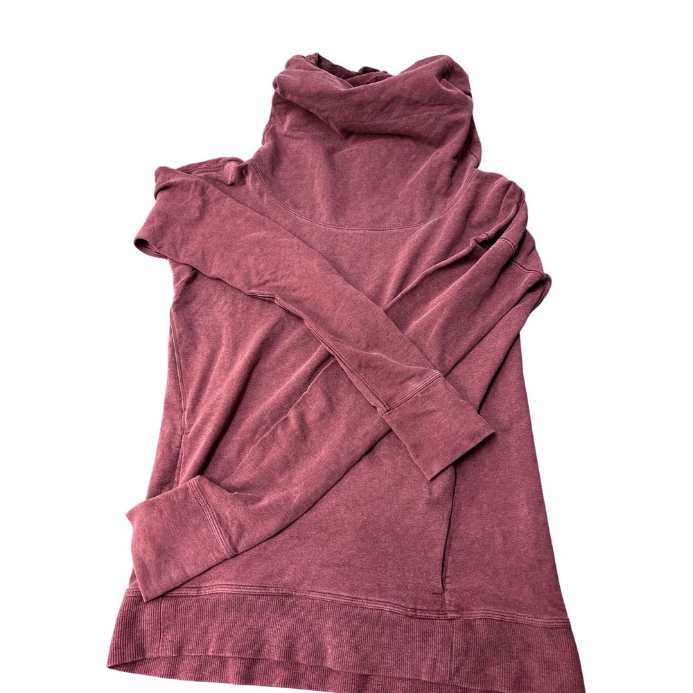 Lululemon Burgundy Cowl Neck Pullover Sweatshirt Thumbholes Size 8-10